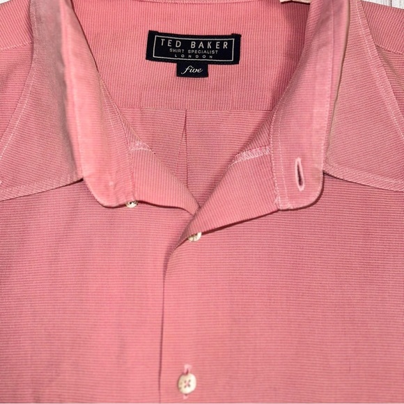 Ted Baker London Men’s Luxury Long Sleeve Button Down Salmon Pink Shirt Size XL - Picture 2 of 6